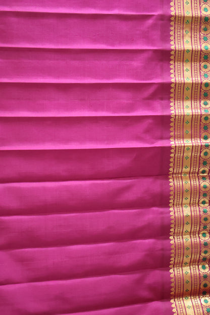 Pure Gadwal Silk Saree -Peach Maroon