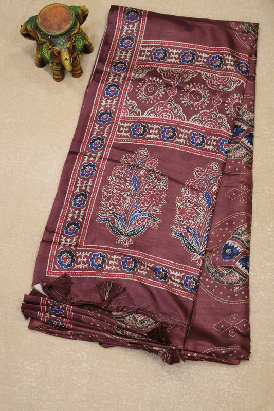 Paper Silk Saree-Arakku Round Fish Pattern