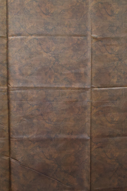 Paper Silk Saree-Brown Big Round Design