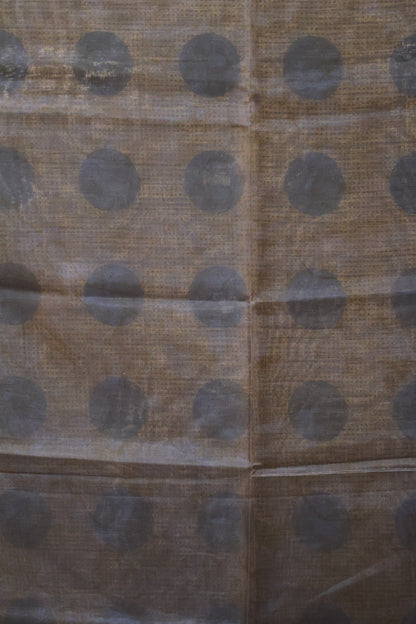 Paper Silk Saree-Blue Big Round Design