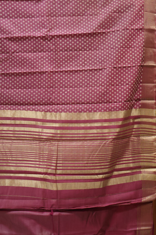 Semi Tussar Saree -Wine Lamp Bandhini