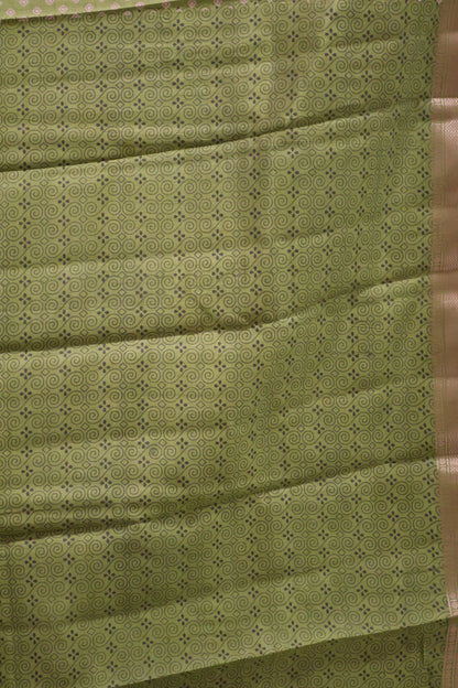 Semi Tussar Saree -Lite Green Lamp Bandhini