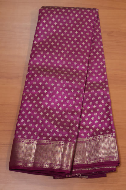 Semi Tussar Saree -Purple Lamp Bandhini
