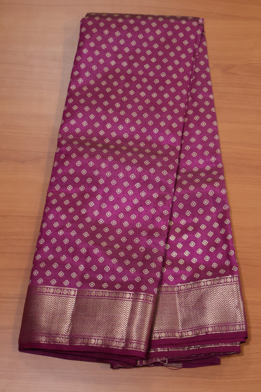 Semi Tussar Saree -Purple Lamp Bandhini