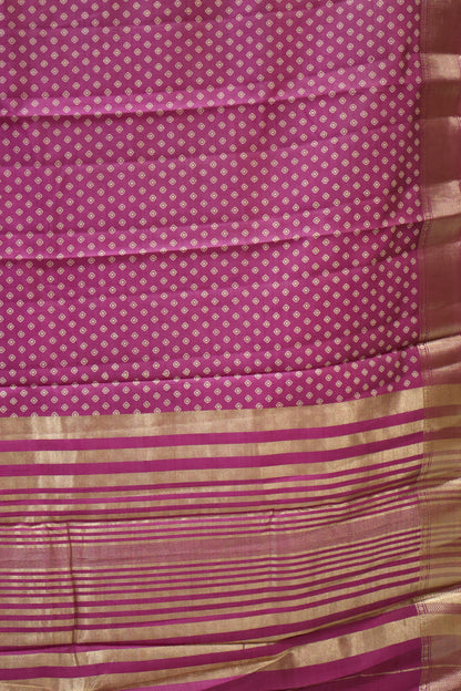 Semi Tussar Saree -Purple Lamp Bandhini