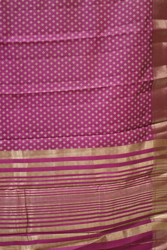 Semi Tussar Saree -Purple Lamp Bandhini