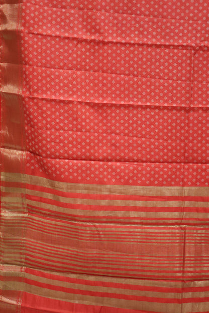 Semi Tussar Saree -Red Lamp Bandhini