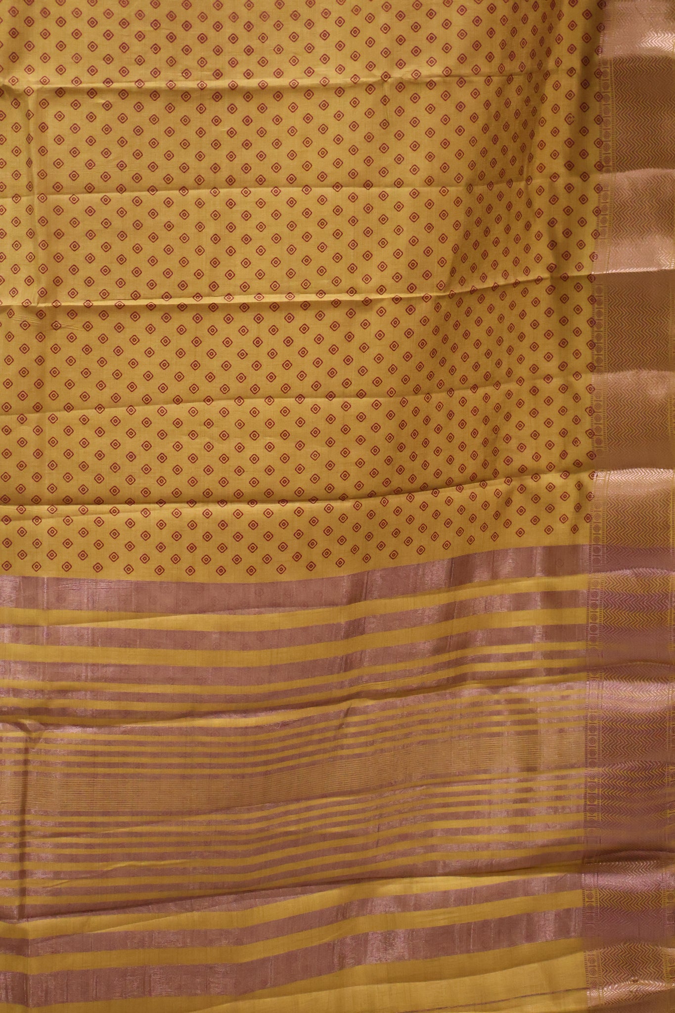 Semi Tussar Saree -Yellow Bandhini