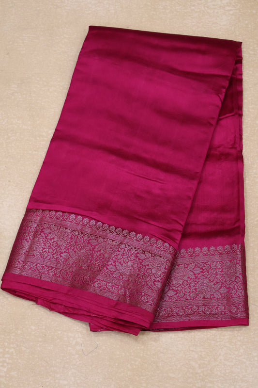 Pure Tussar Saree -Rani Pink Plain Border