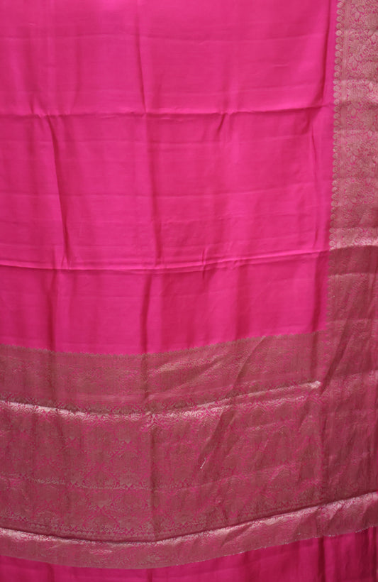 Pure Tussar Saree -Rani Pink Plain Border