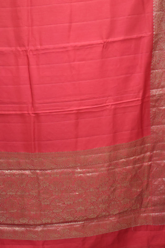 Pure Tussar Saree -Maroon Plain Border