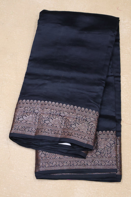 Pure Tussar Saree -Black Plain Border
