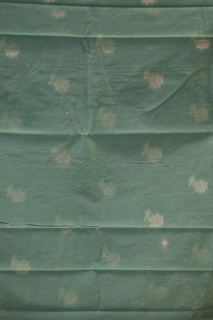 Banarasi Chanderi Saree-Green Double Flower Border