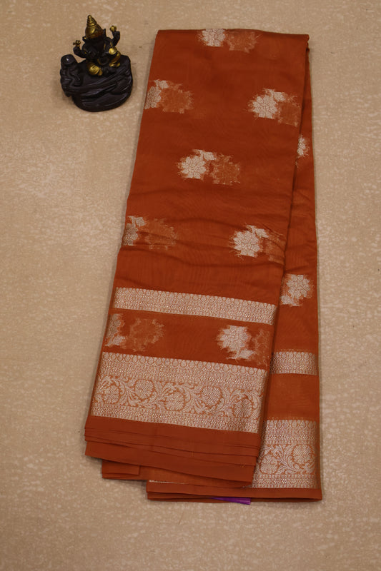 Banarasi Chanderi  Saree-Honey Double Flower Border