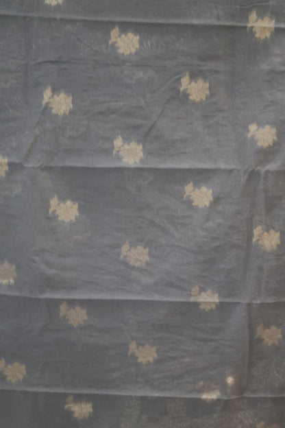 Banarasi Chanderi Saree-Black Double Flower Border