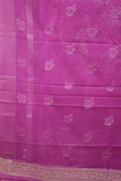 Banarasi Chanderi Saree-Wine Double Flower Border