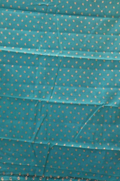 Semi Tussar Saree -Peacock Green Round Flower Design