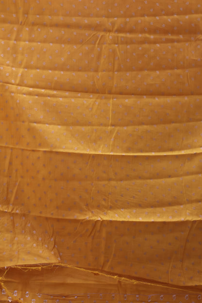 Semi Tussar Saree -Mango Yellow Round Flower Design