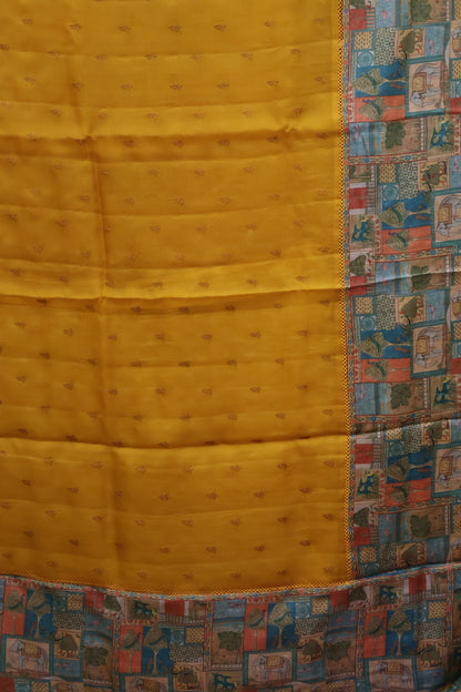 Pure Organza Tussar Saree-Mustard