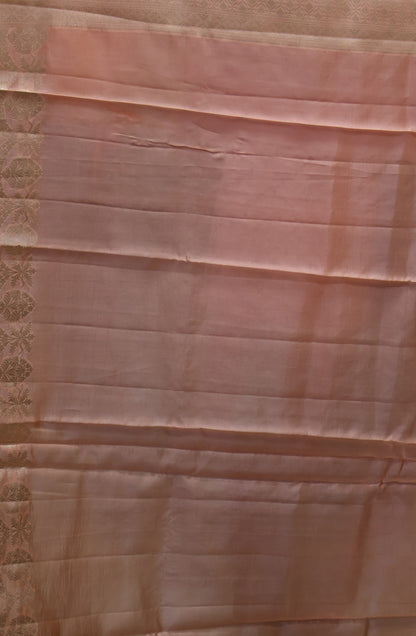 Pure Banarasi Saree Chiniya Silk -Pink Chakram Pattern
