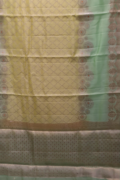 Pure Banarasi Saree Chiniya Silk -Pista Green Chakram Pattern