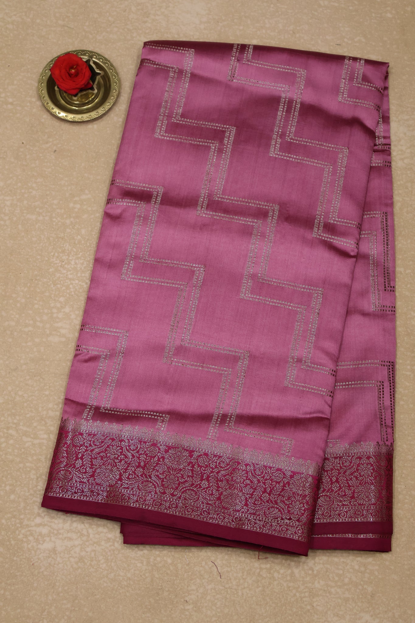 Pure Banarasi Saree Chiniya Silk -Dusky Rose