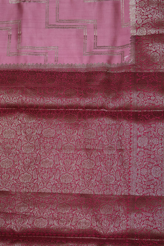 Pure Banarasi Saree Chiniya Silk -Dusky Rose