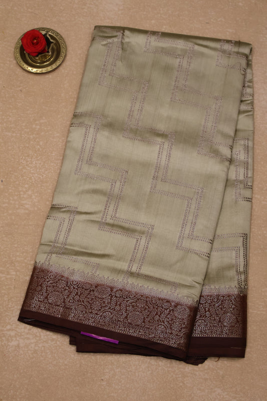 Pure Banarasi Saree Chiniya Silk -Beige