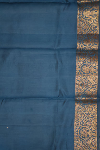 Pure Banarasi Saree Chiniya Silk - Peacock Blue Diamond Motif