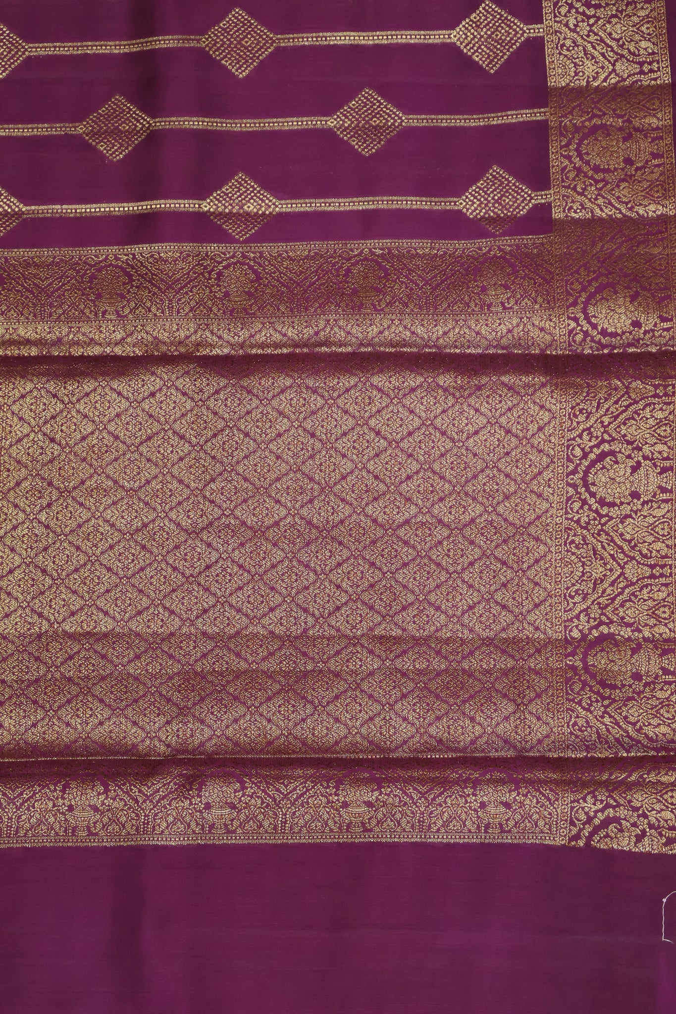 Pure Banarasi Saree Chiniya Silk - Wine Diamond Motif