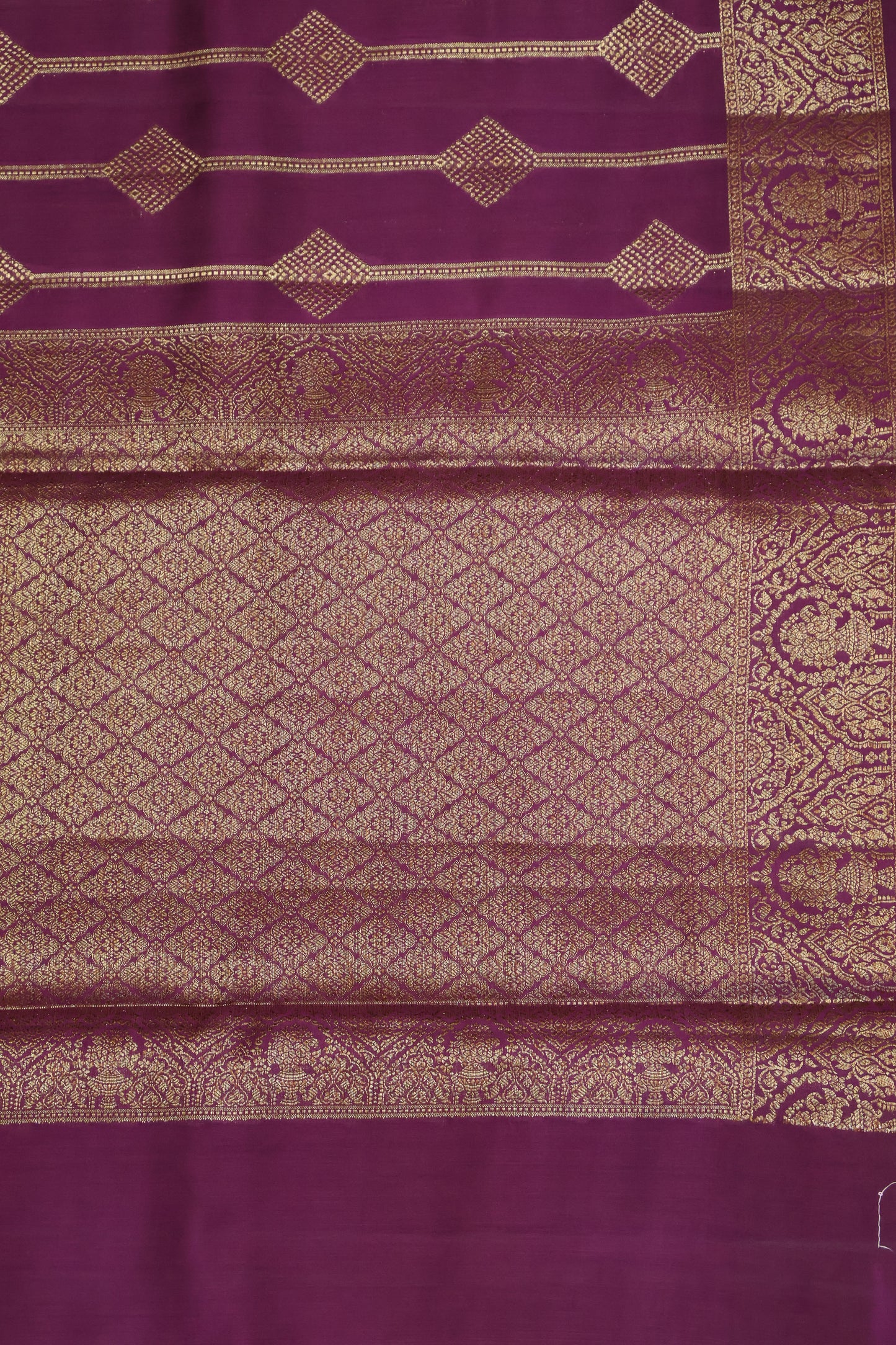 Pure Banarasi Saree Chiniya Silk - Wine Diamond Motif