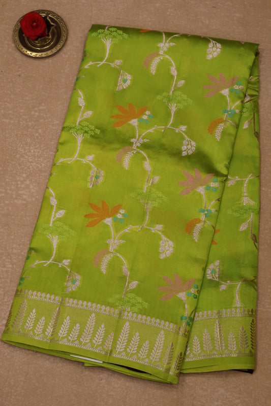 Banarasi Tussar - Light Green Vineyard Pattern