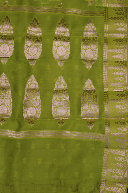 Banarasi Tussar - Light Green Vineyard Pattern