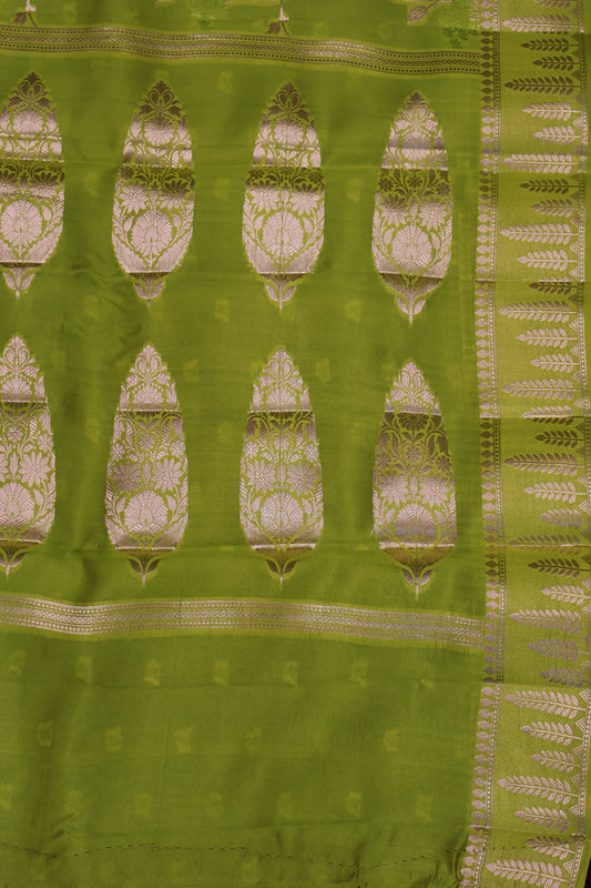 Banarasi Tussar - Light Green Vineyard Pattern