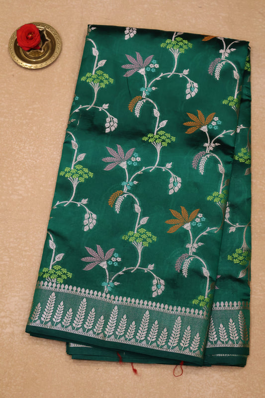 Banarasi Tussar - Dark Green Vineyard Pattern