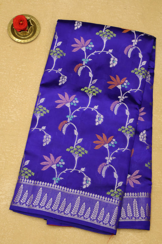 Banarasi Tussar - Ink Blue Vineyard Pattern
