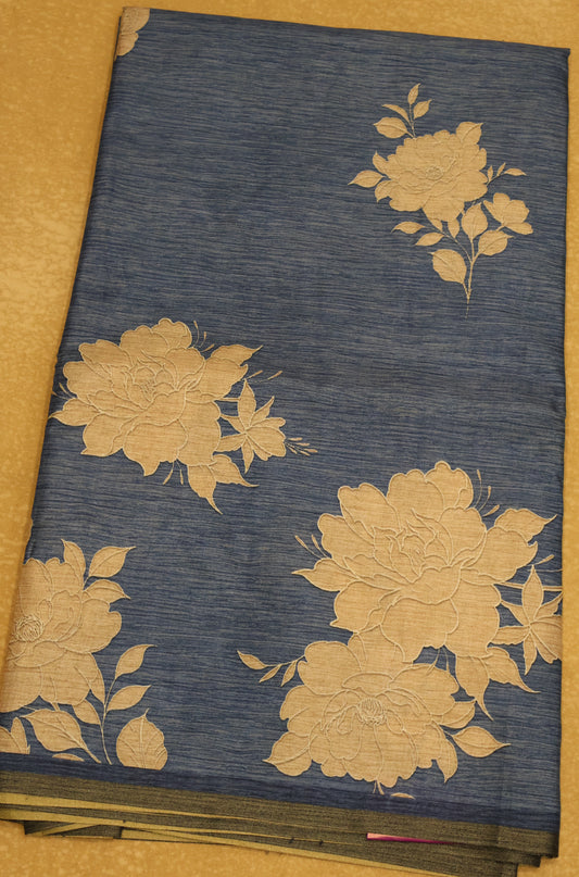 Semi Tussar Soft Saree - Blue