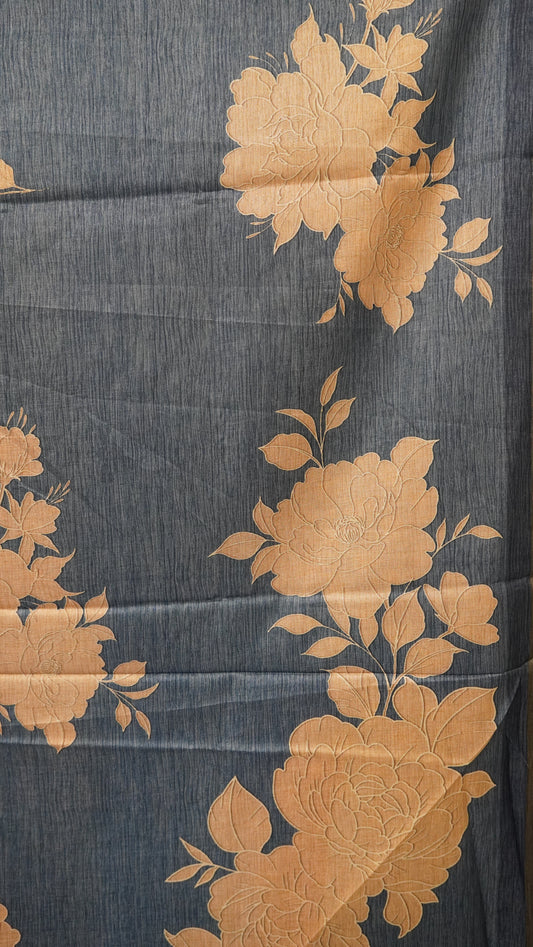 Semi Tussar Soft Saree - Blue