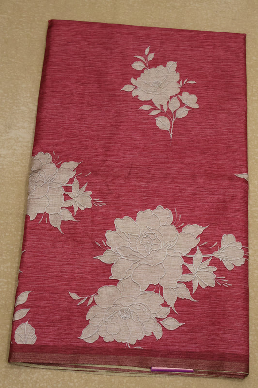 Semi Tussar Soft Saree - Red