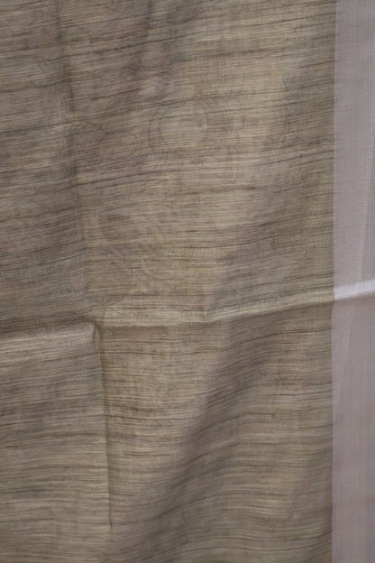 Semi Linen Saree - Penn kalamkari Pattern- Mehandi Green