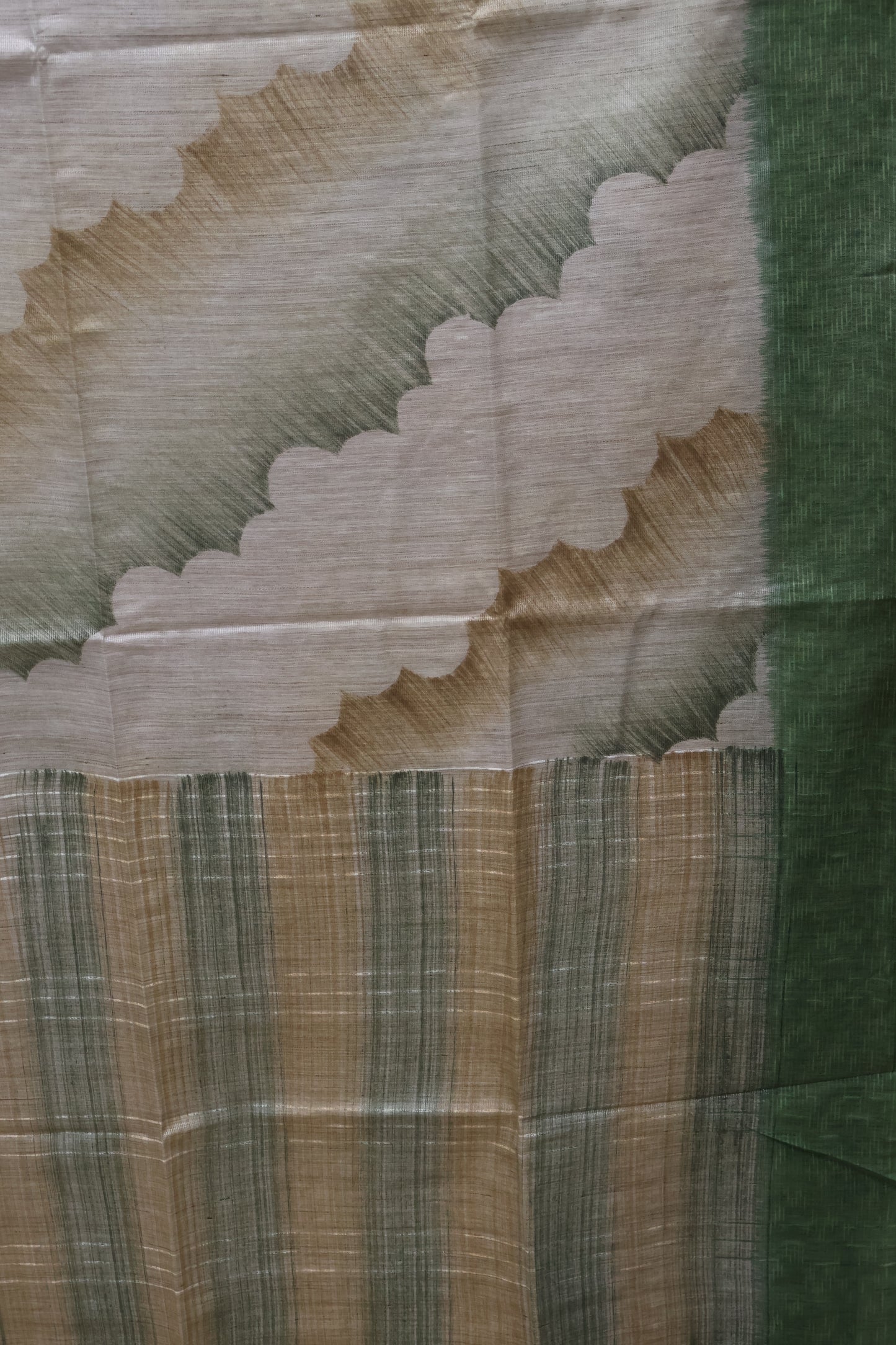 Tissue Tussar Saree-Hand Paint-Green