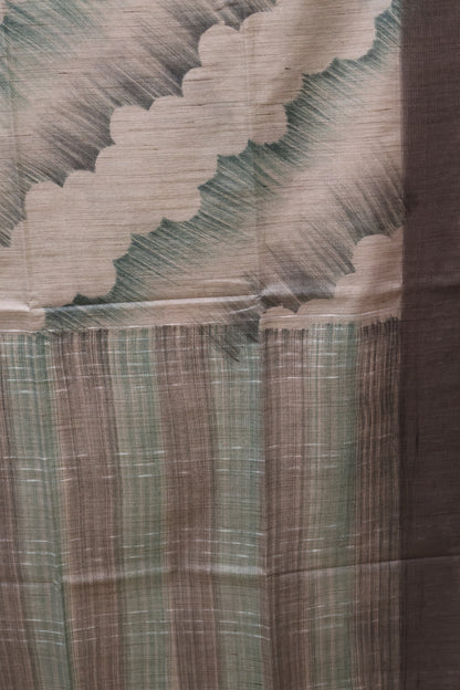 Tissue Tussar Saree-Hand Paint-Grey