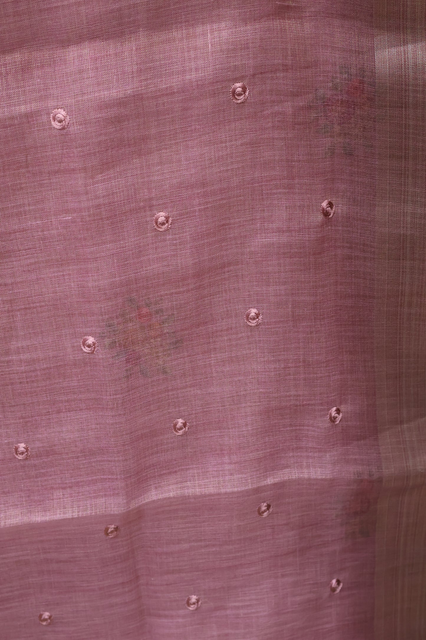 Tissue Linen Saree Floral - Dusky Rose