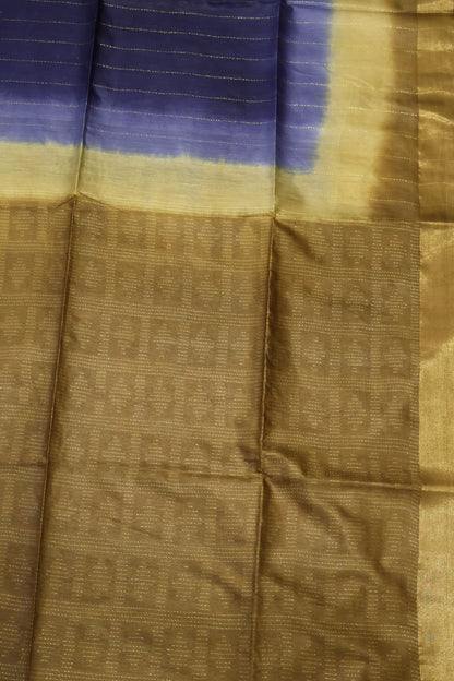 Semi Bhagalpur Tussar Saree-Dark Blue-Gold