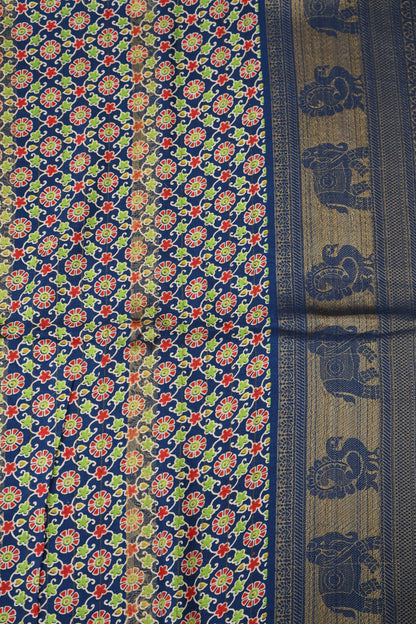 Semi Dola Silk Saree-Peacock Blue