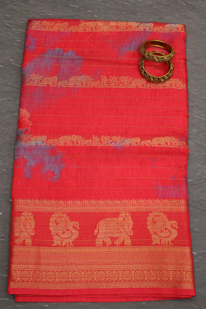Semi Dola Silk Saree-Red
