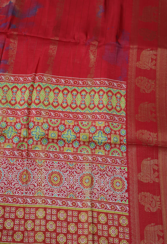 Semi Dola Silk Saree-Red