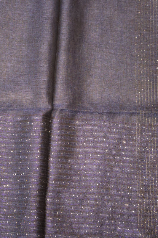 Linen Saree -Navy Blue Wavy Chumki