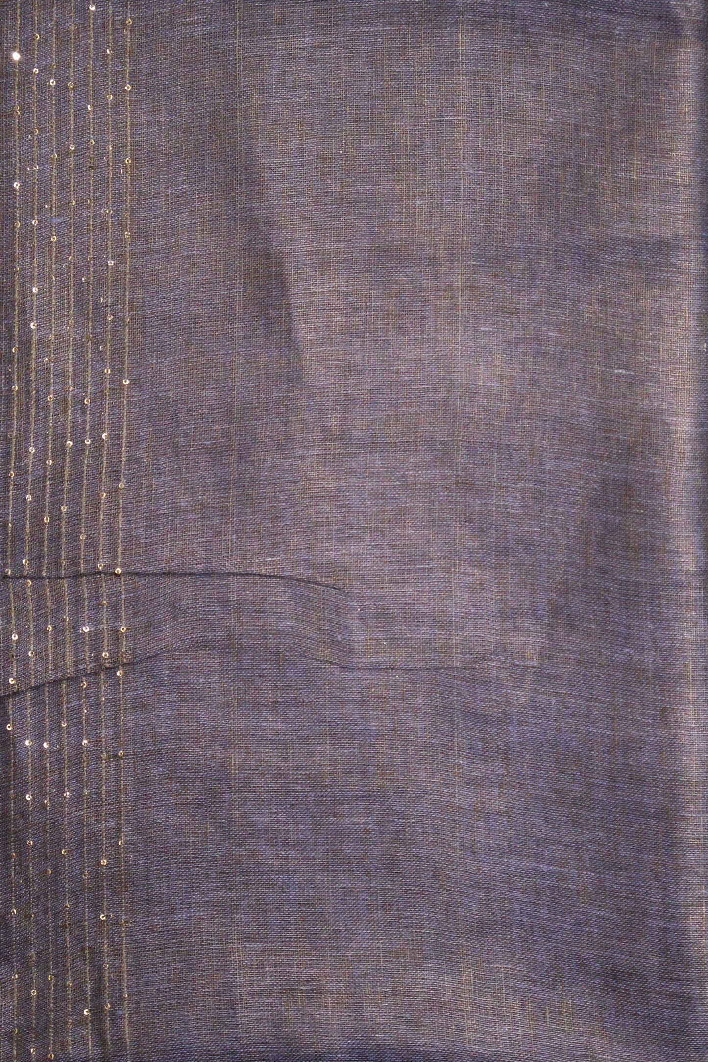 Linen Saree -Navy Blue Wavy Chumki