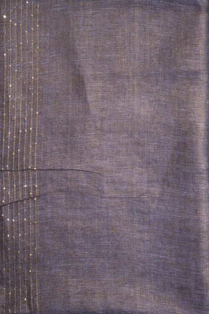 Linen Saree -Navy Blue Wavy Chumki